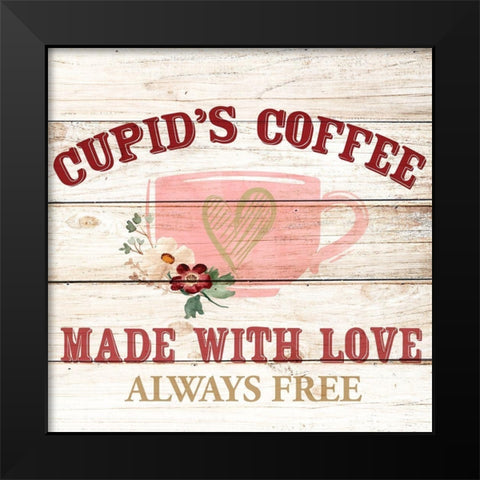 Cupids Coffee Black Modern Wood Framed Art Print by Allen, Kimberly