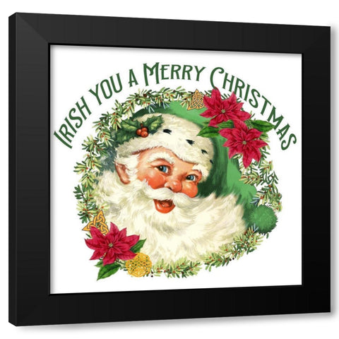 Green Santa Merry Christmas Black Modern Wood Framed Art Print by Allen, Kimberly