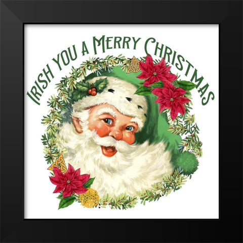 Green Santa Merry Christmas Black Modern Wood Framed Art Print by Allen, Kimberly
