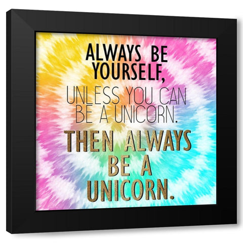 Tie Dye Unicorn 2 Black Modern Wood Framed Art Print with Double Matting by Allen, Kimberly