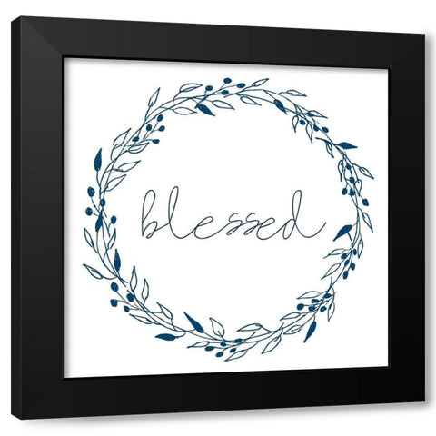 Wreath Blessed Black Modern Wood Framed Art Print with Double Matting by Allen, Kimberly