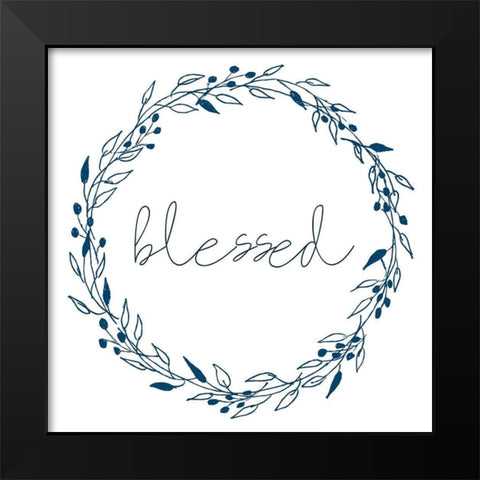 Wreath Blessed Black Modern Wood Framed Art Print by Allen, Kimberly
