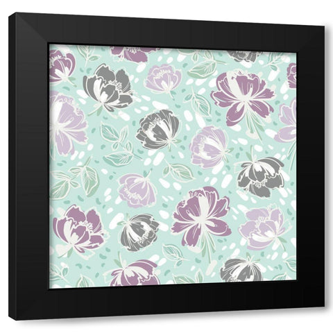 Lilac Florals Pattern Black Modern Wood Framed Art Print with Double Matting by Allen, Kimberly
