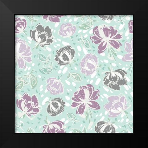 Lilac Florals Pattern Black Modern Wood Framed Art Print by Allen, Kimberly