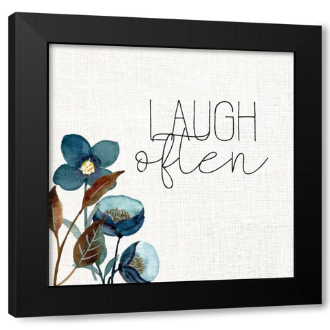 Laugh Often Black Modern Wood Framed Art Print by Allen, Kimberly