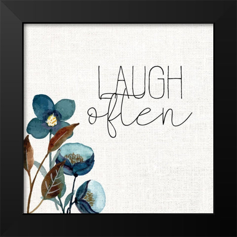 Laugh Often Black Modern Wood Framed Art Print by Allen, Kimberly