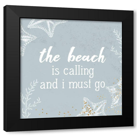 The Beach is Calling Black Modern Wood Framed Art Print by Allen, Kimberly