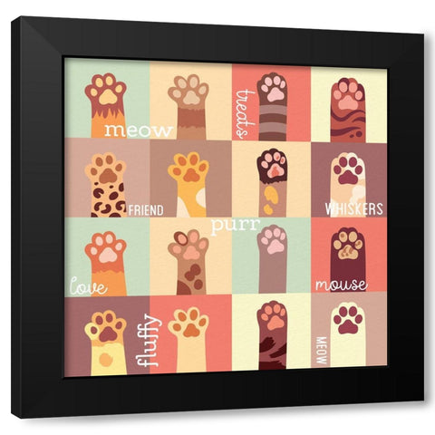 Meow Paw Black Modern Wood Framed Art Print with Double Matting by Allen, Kimberly