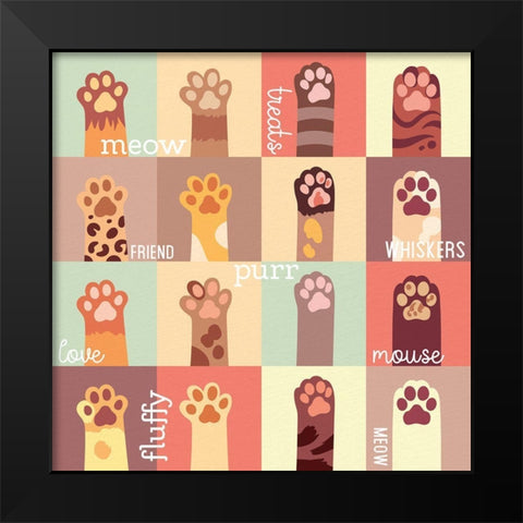 Meow Paw Black Modern Wood Framed Art Print by Allen, Kimberly