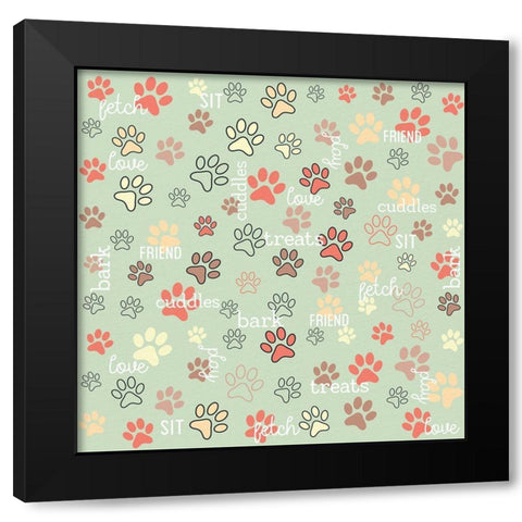 Paw Print Black Modern Wood Framed Art Print with Double Matting by Allen, Kimberly