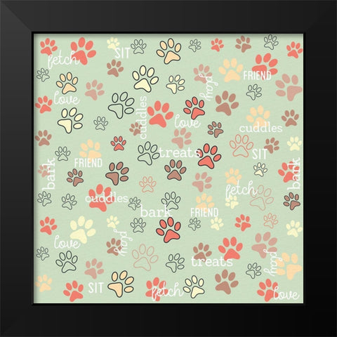 Paw Print Black Modern Wood Framed Art Print by Allen, Kimberly