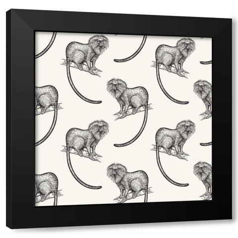 Monkey Pattern Black Modern Wood Framed Art Print with Double Matting by Allen, Kimberly