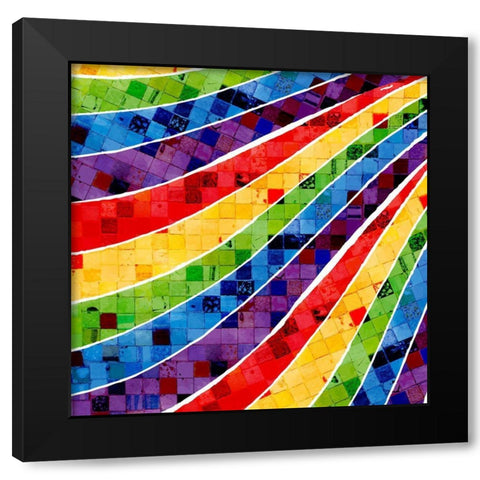 Vintage Tile Rainbow Black Modern Wood Framed Art Print with Double Matting by Allen, Kimberly