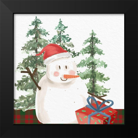 Christmas Snowman Black Modern Wood Framed Art Print by Allen, Kimberly
