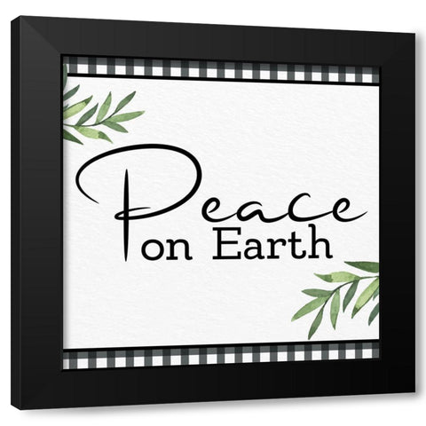 Peace On Black Modern Wood Framed Art Print by Allen, Kimberly
