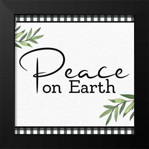 Peace On Black Modern Wood Framed Art Print by Allen, Kimberly
