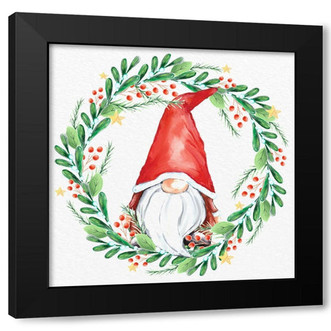 Gnome Wreath 1 Black Modern Wood Framed Art Print by Allen, Kimberly