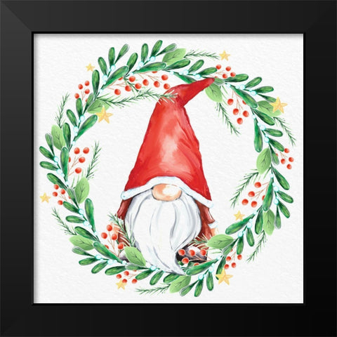 Gnome Wreath 1 Black Modern Wood Framed Art Print by Allen, Kimberly