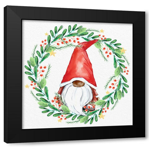 Gnome Wreath 1 v2 Black Modern Wood Framed Art Print by Allen, Kimberly
