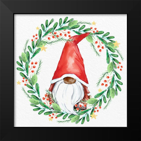 Gnome Wreath 1 v2 Black Modern Wood Framed Art Print by Allen, Kimberly