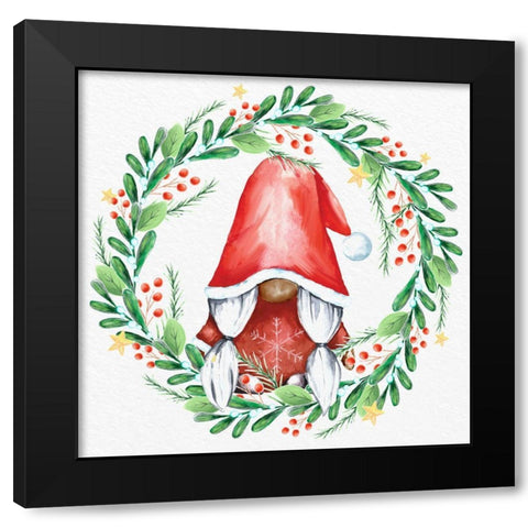Gnome Wreath 2 v2 Black Modern Wood Framed Art Print by Allen, Kimberly