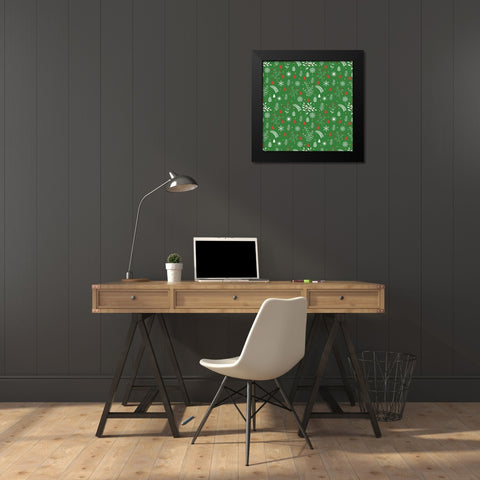 Gnome Wreath Pattern 3 Black Modern Wood Framed Art Print by Allen, Kimberly