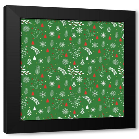 Gnome Wreath Pattern 3 Black Modern Wood Framed Art Print by Allen, Kimberly