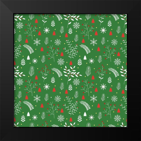 Gnome Wreath Pattern 3 Black Modern Wood Framed Art Print by Allen, Kimberly