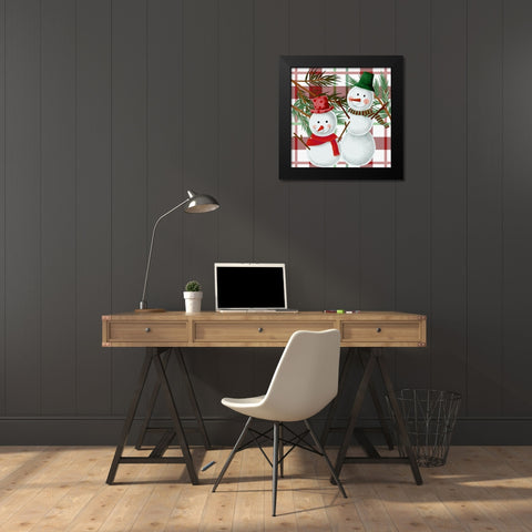 Snowman Plaid Black Modern Wood Framed Art Print by Allen, Kimberly