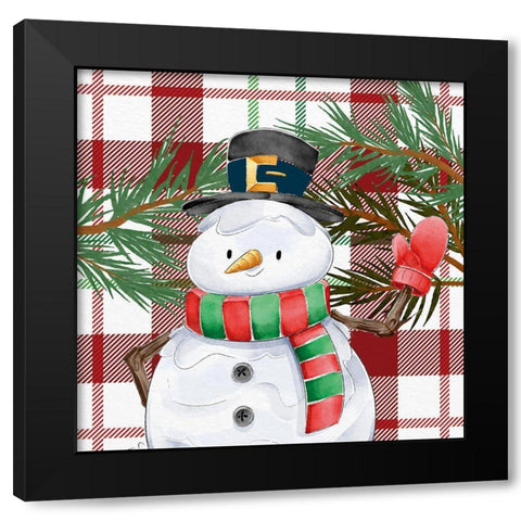 Snowman Plaid 2 Black Modern Wood Framed Art Print with Double Matting by Allen, Kimberly