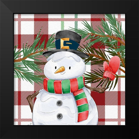 Snowman Plaid 2 Black Modern Wood Framed Art Print by Allen, Kimberly