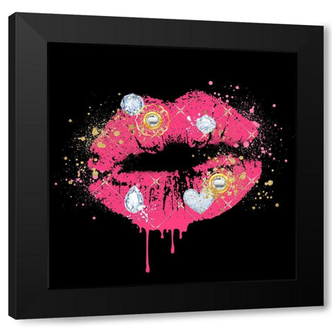 Girl Boss Lips 1 Black Modern Wood Framed Art Print with Double Matting by Allen, Kimberly
