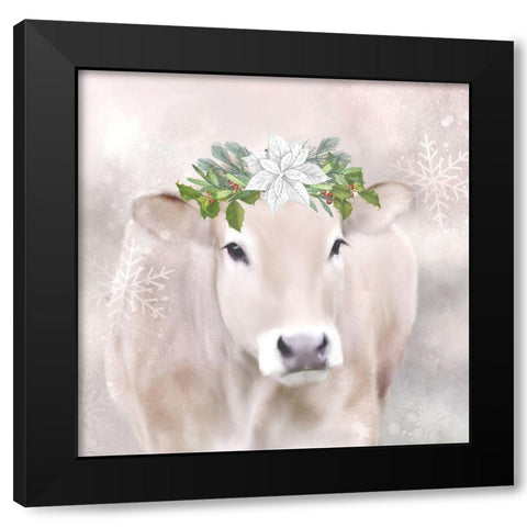 Snow Cow Black Modern Wood Framed Art Print by Allen, Kimberly