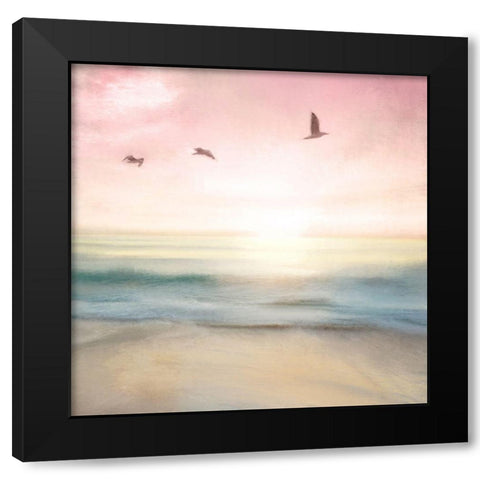 Pink Sunrise Beach Black Modern Wood Framed Art Print with Double Matting by Allen, Kimberly