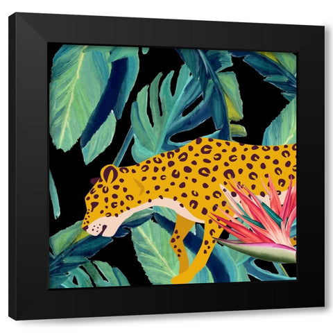 In the Palms Leopards 2 Black Modern Wood Framed Art Print by Allen, Kimberly