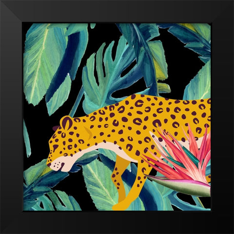 In the Palms Leopards 2 Black Modern Wood Framed Art Print by Allen, Kimberly