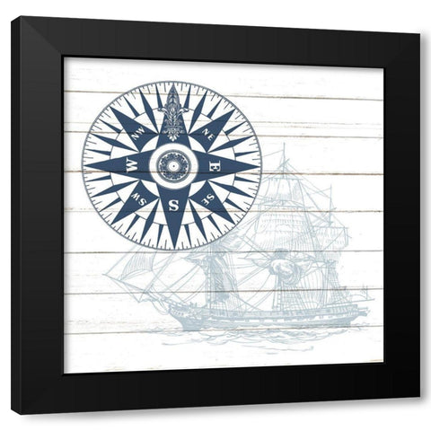 Ships Compass Black Modern Wood Framed Art Print by Allen, Kimberly