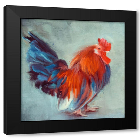 Rooster 1 Black Modern Wood Framed Art Print with Double Matting by Allen, Kimberly