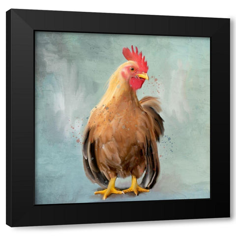 Rooster 2 Black Modern Wood Framed Art Print with Double Matting by Allen, Kimberly