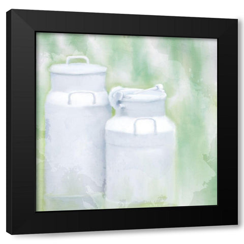 Milk Cans Black Modern Wood Framed Art Print with Double Matting by Allen, Kimberly