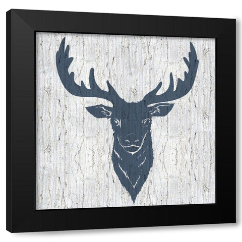Stag Black Modern Wood Framed Art Print with Double Matting by Allen, Kimberly
