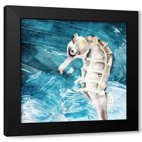 Seahorse Swimming Black Modern Wood Framed Art Print by Allen, Kimberly