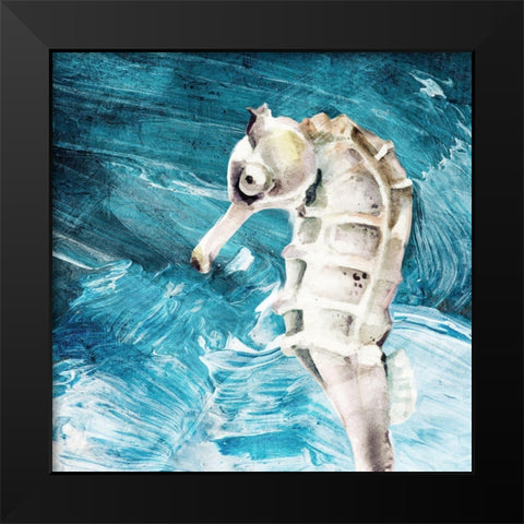 Seahorse Swimming Black Modern Wood Framed Art Print by Allen, Kimberly