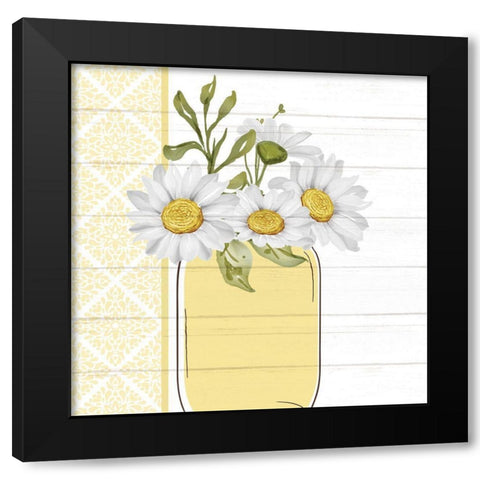 Mason Jar Floral 3 Black Modern Wood Framed Art Print by Allen, Kimberly