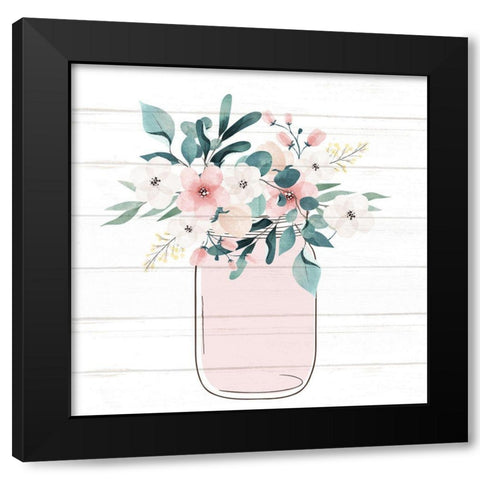 Mason Jar Floral 10 Black Modern Wood Framed Art Print with Double Matting by Allen, Kimberly