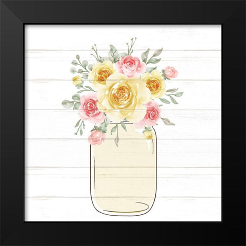 Mason Jar Floral 11 Black Modern Wood Framed Art Print by Allen, Kimberly