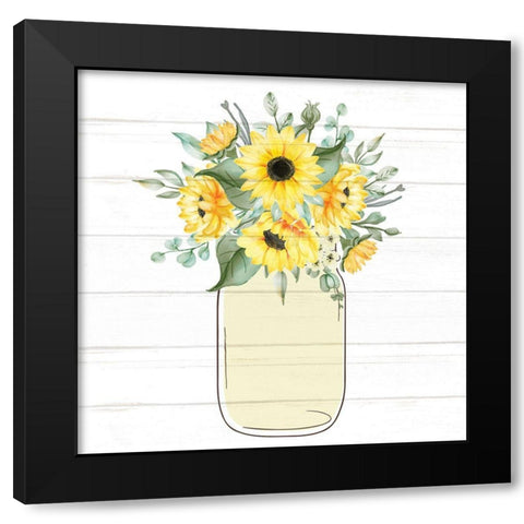 Mason Jar Floral 12 Black Modern Wood Framed Art Print by Allen, Kimberly