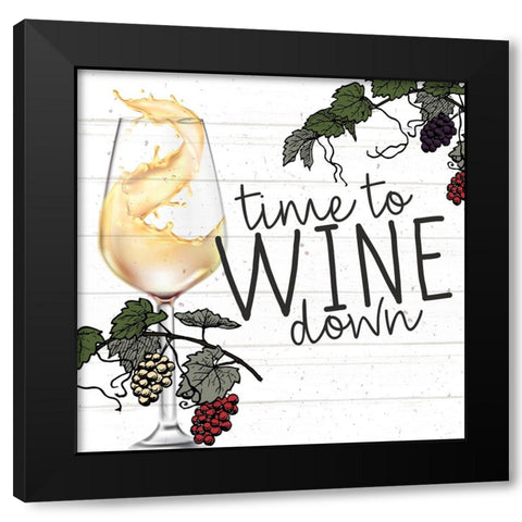 Time to Wine Down Black Modern Wood Framed Art Print by Allen, Kimberly