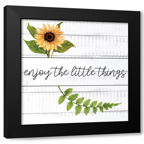 Enjoy The Little Things Sunflowers Black Modern Wood Framed Art Print by Allen, Kimberly