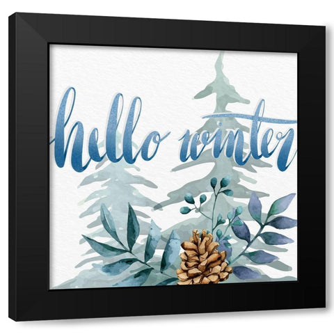 Hello Winter Black Modern Wood Framed Art Print with Double Matting by Allen, Kimberly